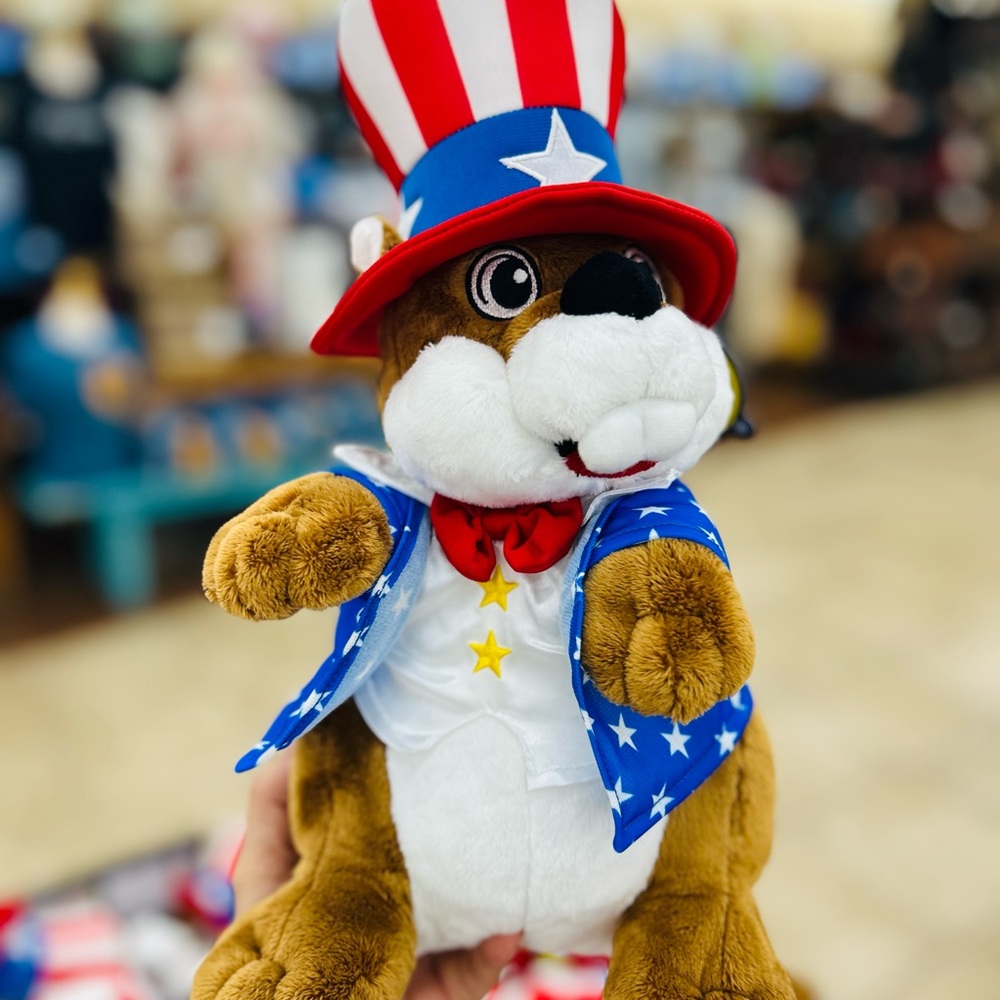 Patriotic Plush Toy with Hat and Bow Tie